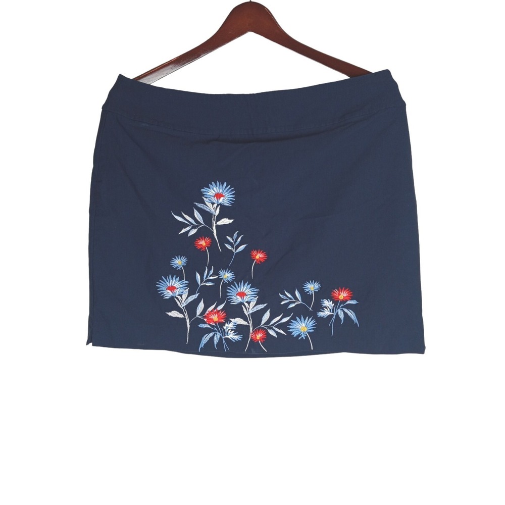 Charter Women's Navy Blue Embroidered Mini‎ Skirt Combo Shorts Sz 18